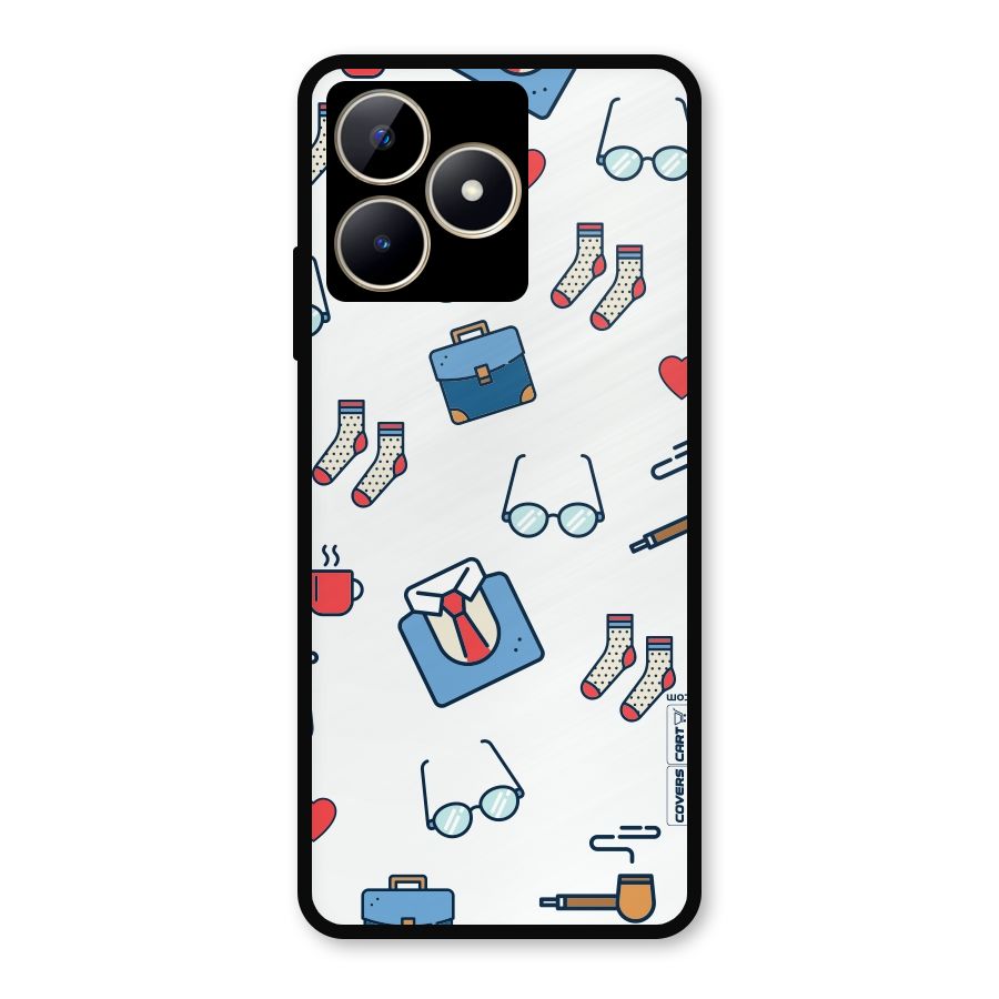 Shirt Spectacles Pattern Metal Back Case for Realme C53