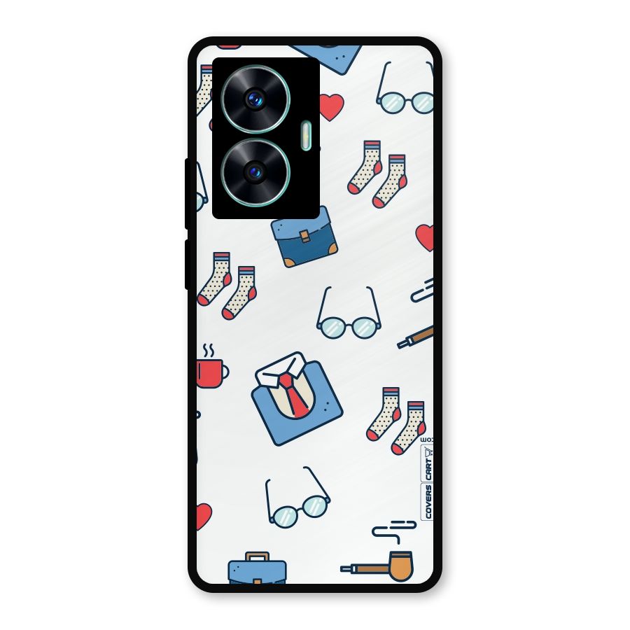 Shirt Spectacles Pattern Metal Back Case for Realme C55