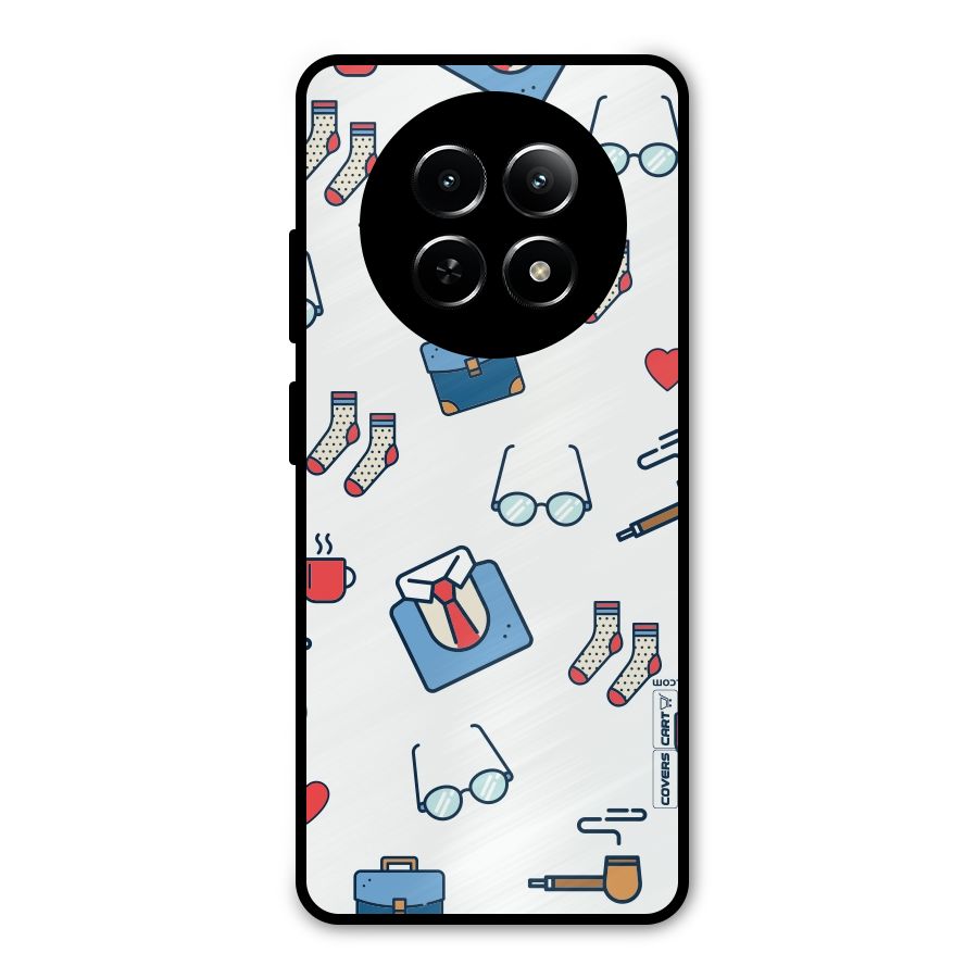 Shirt Spectacles Pattern Metal Back Case for Realme Narzo 70x 5G