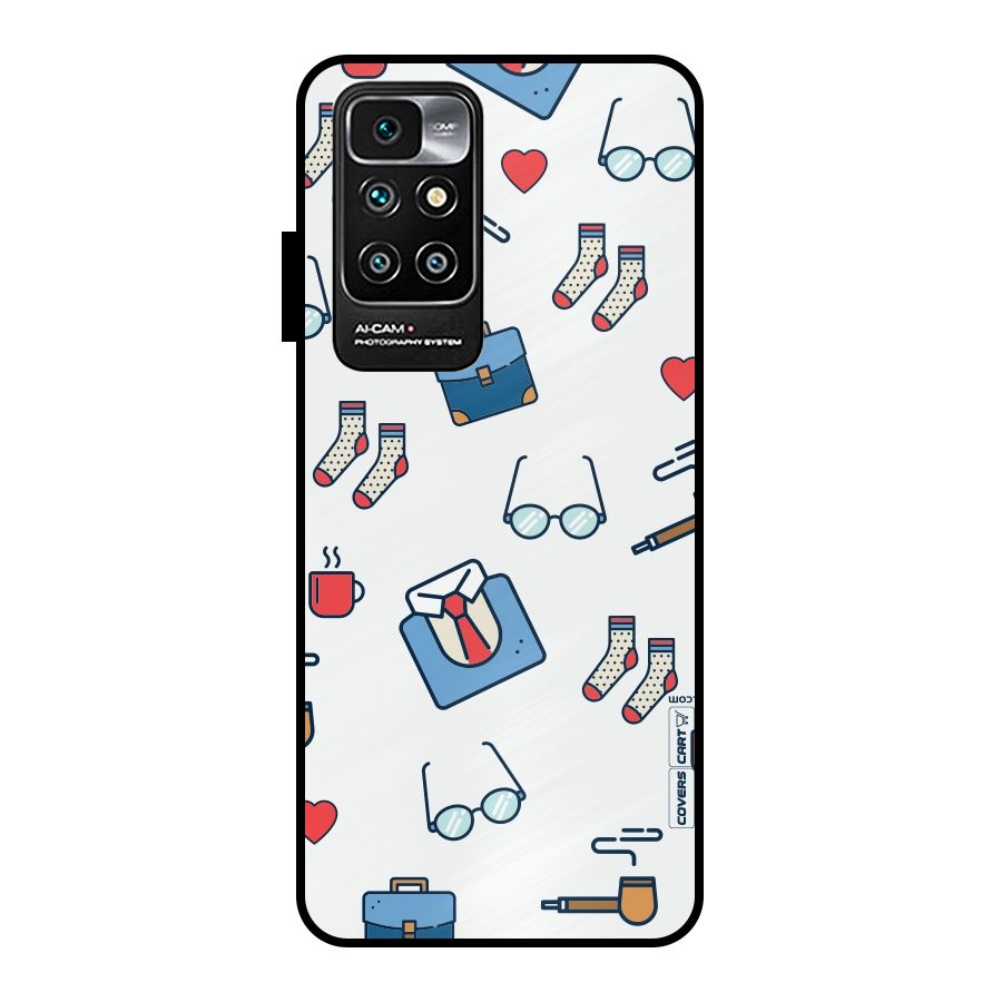 Shirt Spectacles Pattern Metal Back Case for Redmi 10 Prime