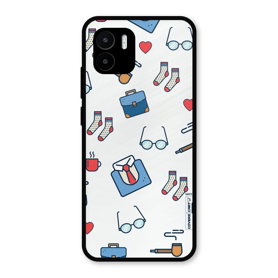Shirt Spectacles Pattern Metal Back Case for Redmi A2