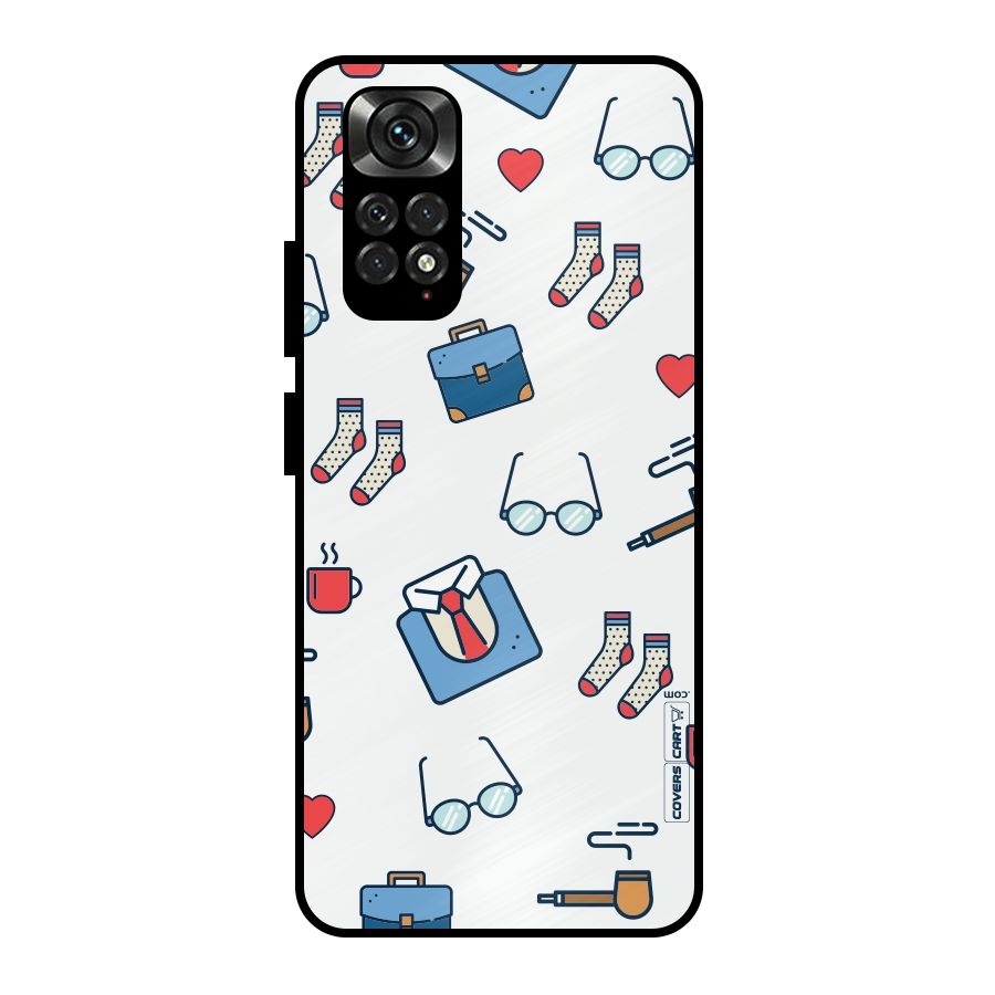 Shirt Spectacles Pattern Metal Back Case for Redmi Note 11 Pro