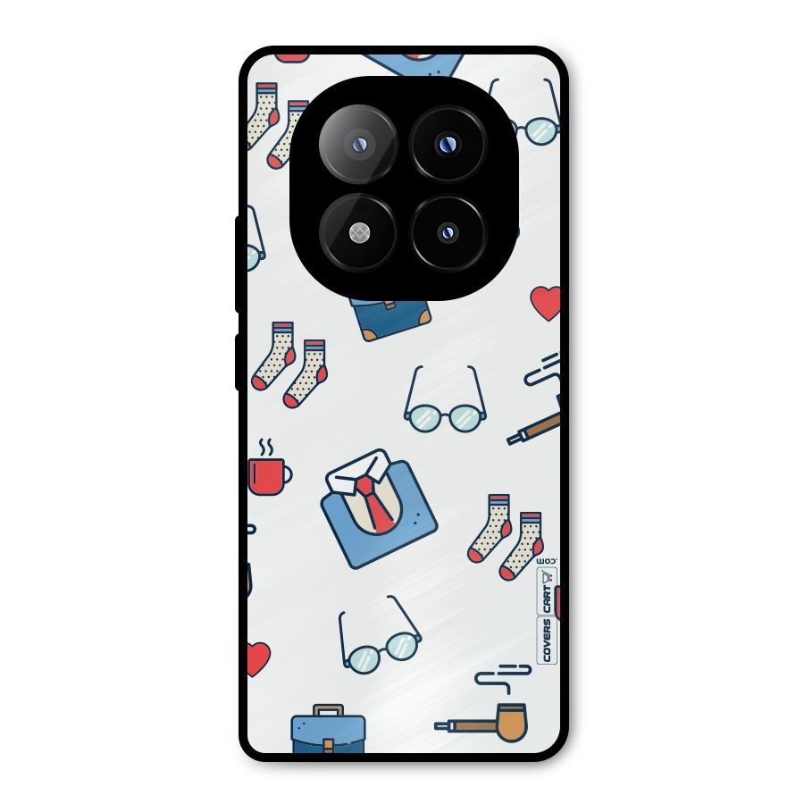 Shirt Spectacles Pattern Metal Back Case for Redmi Note 14 Pro Plus 5G