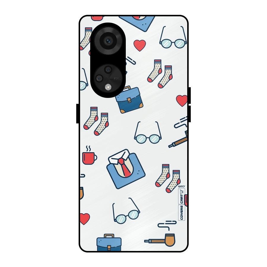 Shirt Spectacles Pattern Metal Back Case for Reno8 T 5G