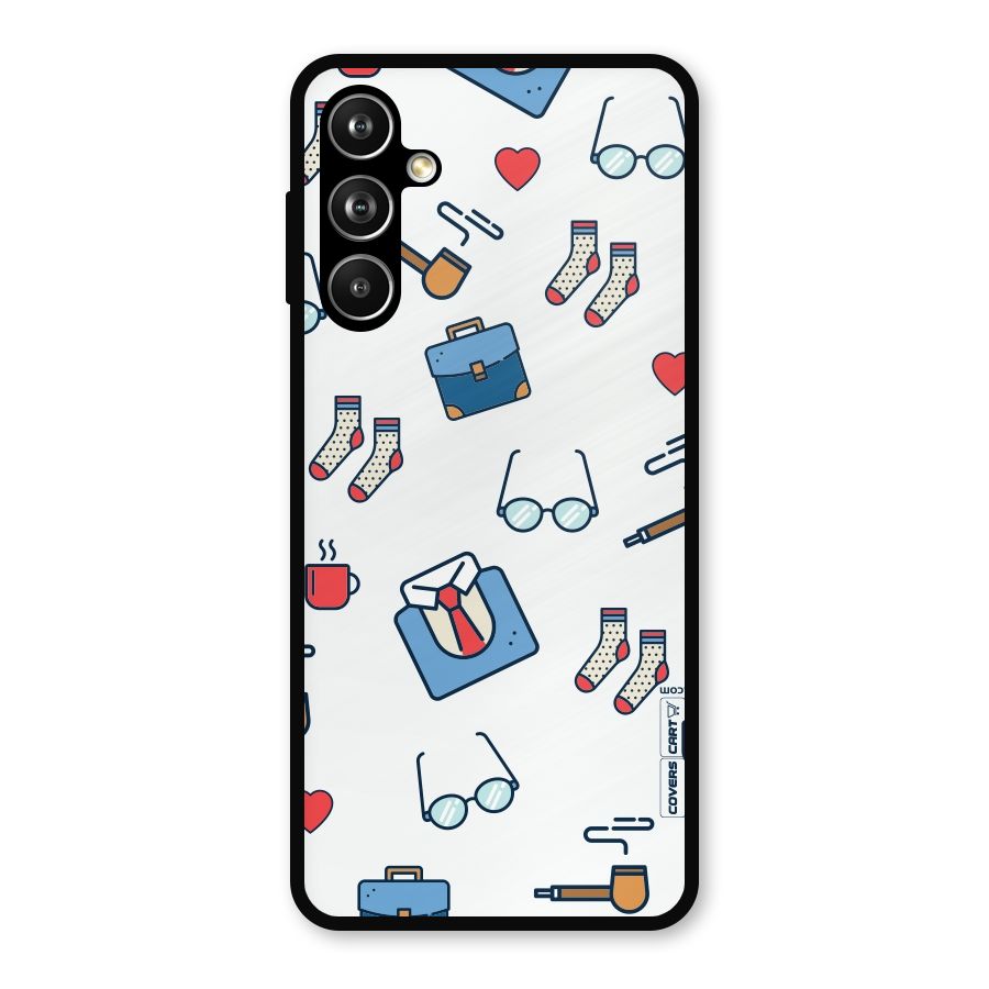 Shirt Spectacles Pattern Metal Back Case for Samsung Galaxy M54