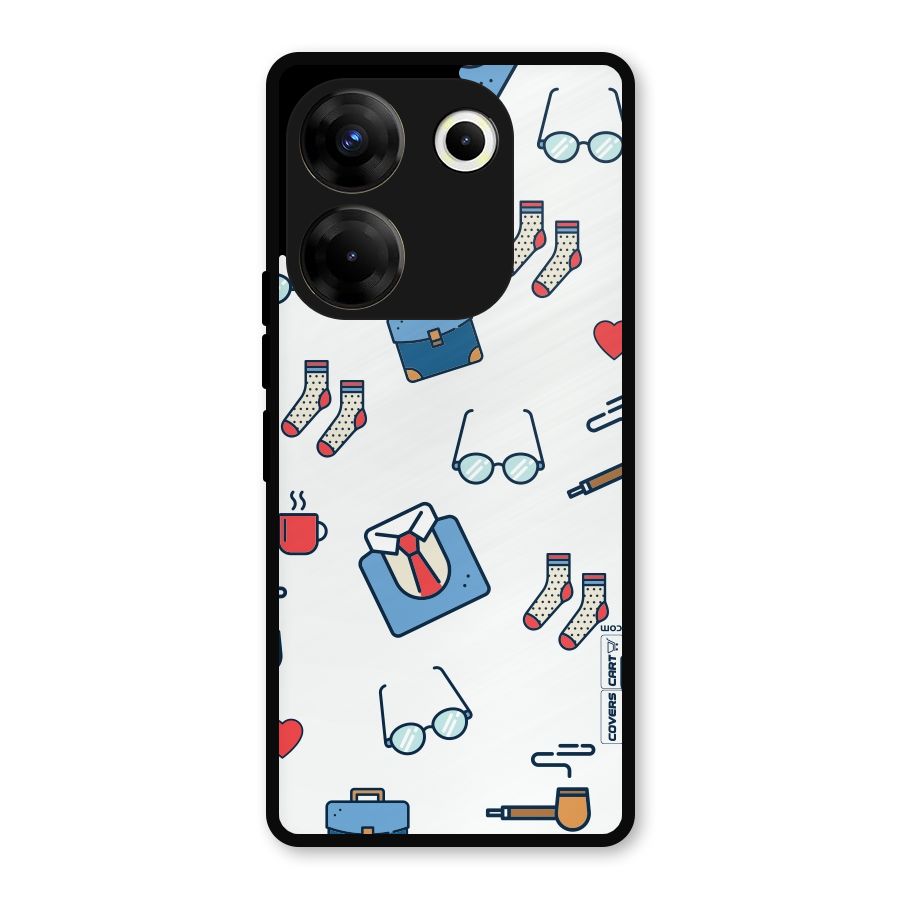 Shirt Spectacles Pattern Metal Back Case for Tecno Camon 20