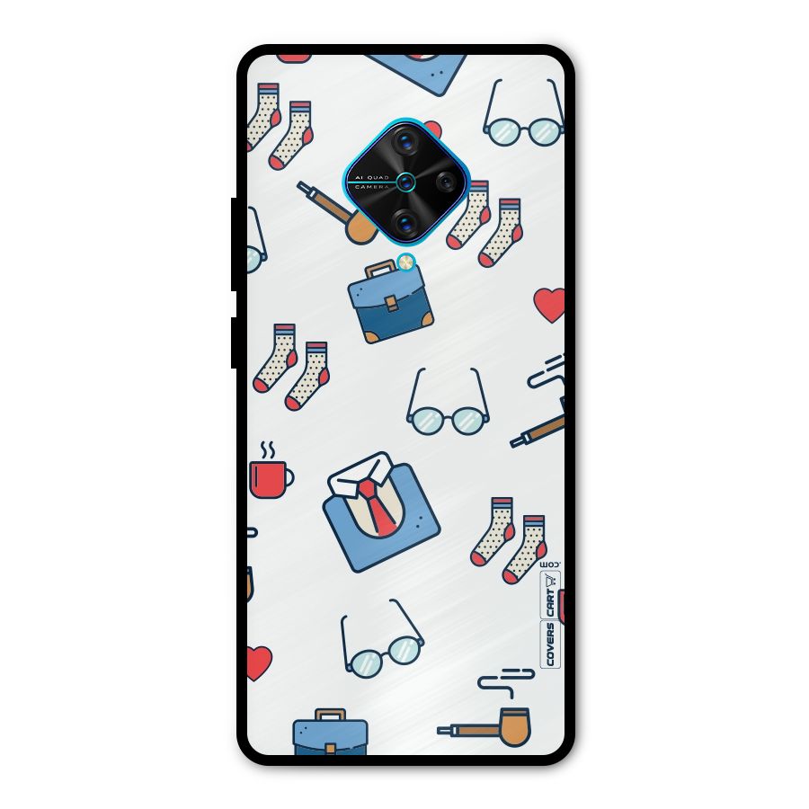 Shirt Spectacles Pattern Metal Back Case for Vivo S1 Pro