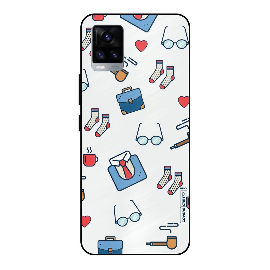 Shirt Spectacles Pattern Metal Back Case for Vivo V20