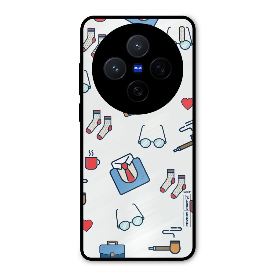 Shirt Spectacles Pattern Metal Back Case for Vivo X200