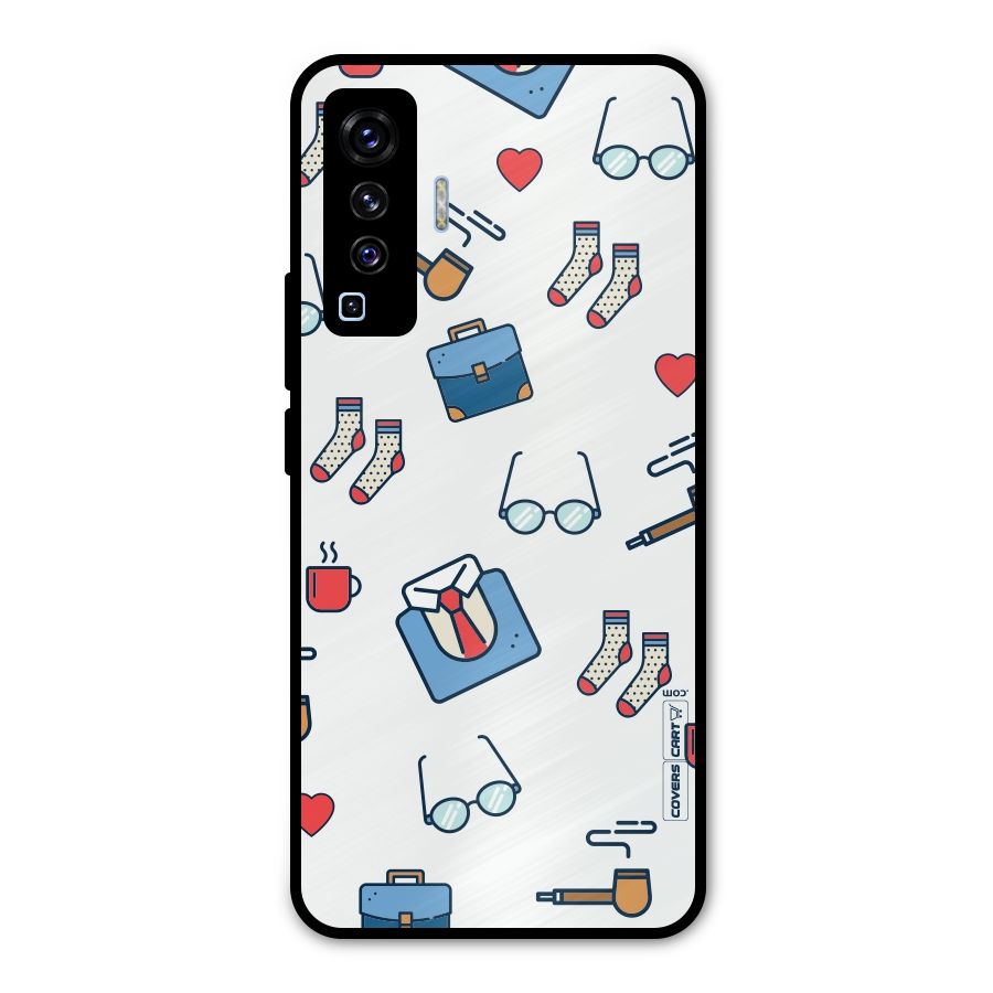 Shirt Spectacles Pattern Metal Back Case for Vivo X50