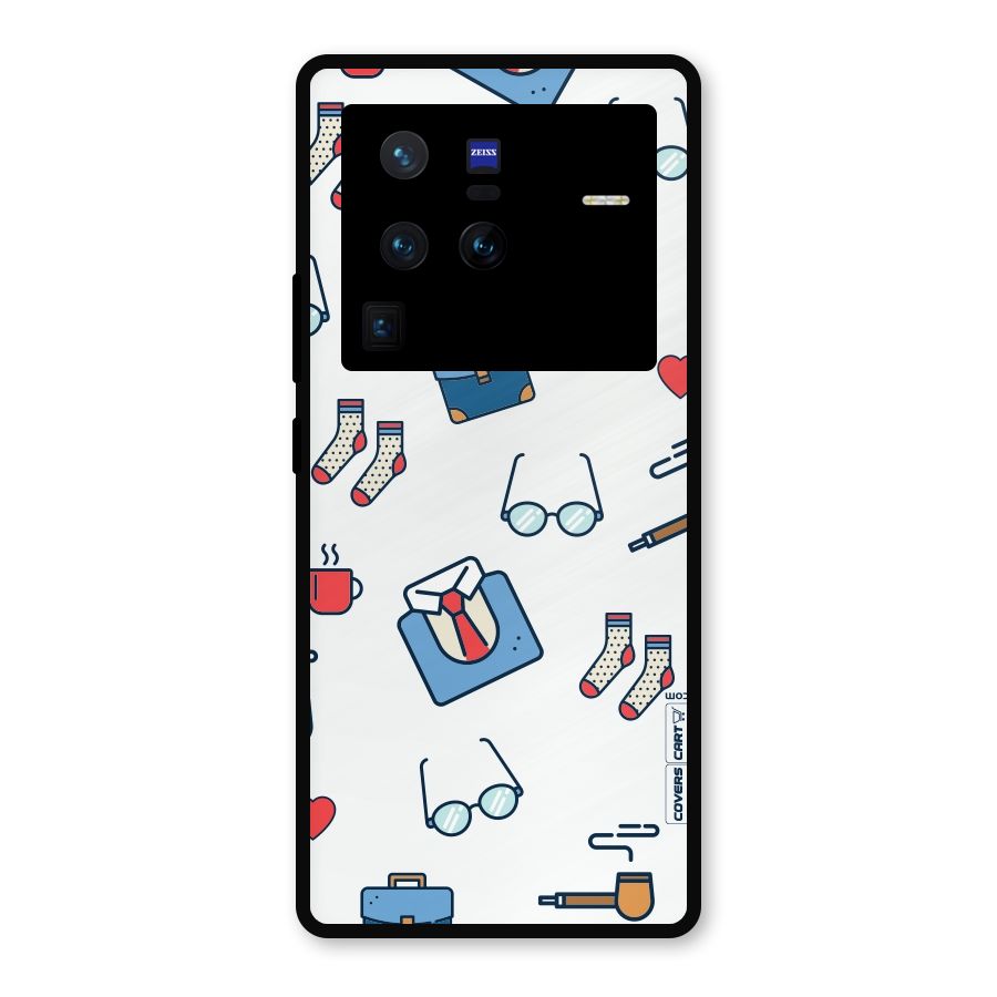 Shirt Spectacles Pattern Metal Back Case for Vivo X80 Pro
