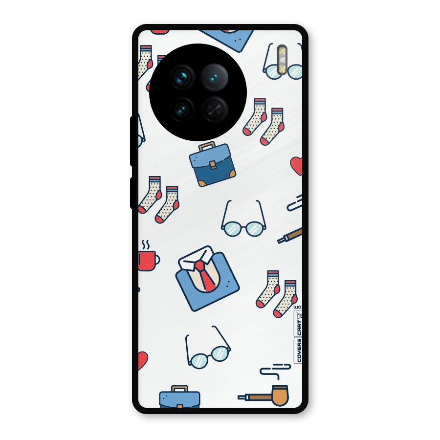 Shirt Spectacles Pattern Metal Back Case for Vivo X90