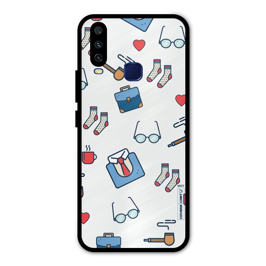 Shirt Spectacles Pattern Metal Back Case for Vivo Y15
