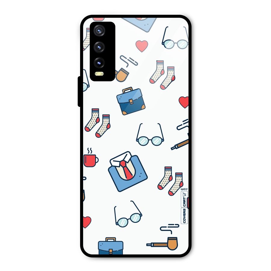 Shirt Spectacles Pattern Metal Back Case for Vivo Y20 2021