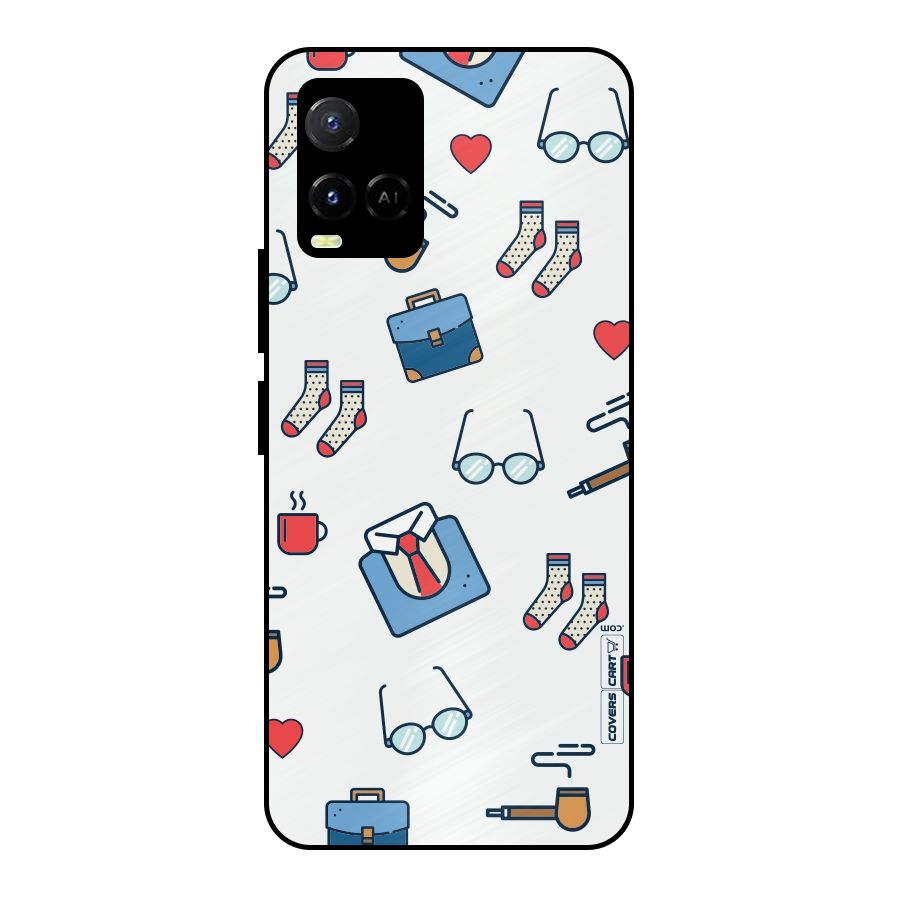 Shirt Spectacles Pattern Metal Back Case for Vivo Y21