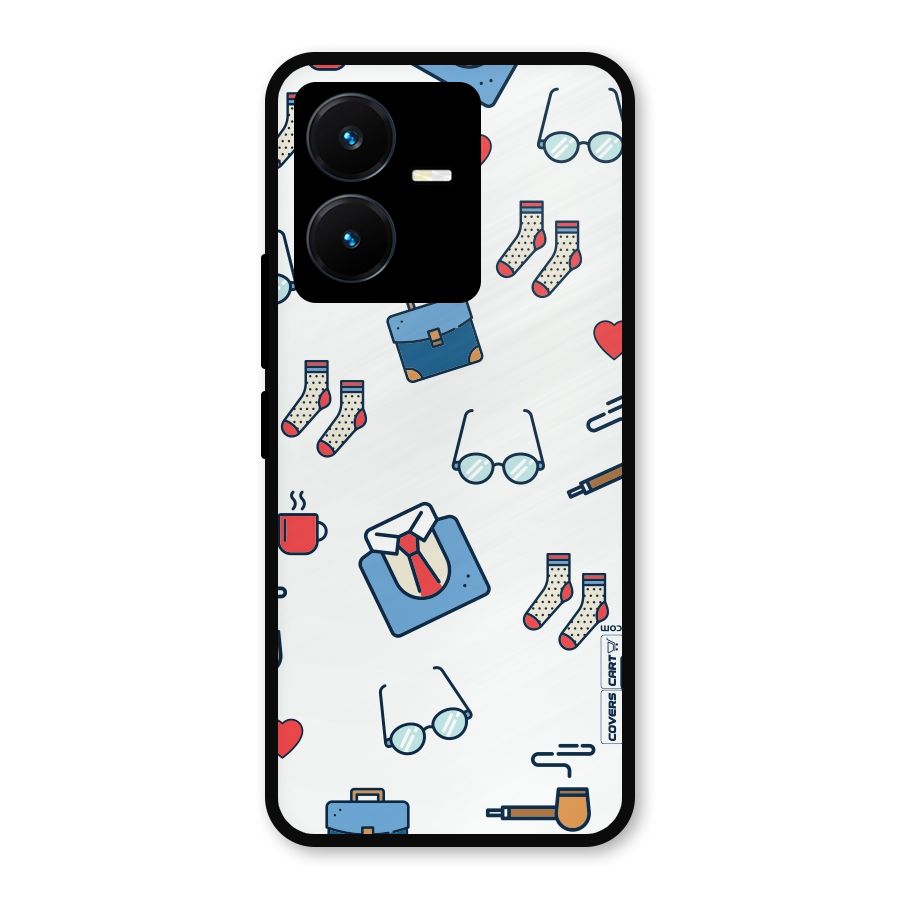 Shirt Spectacles Pattern Metal Back Case for Vivo Y22