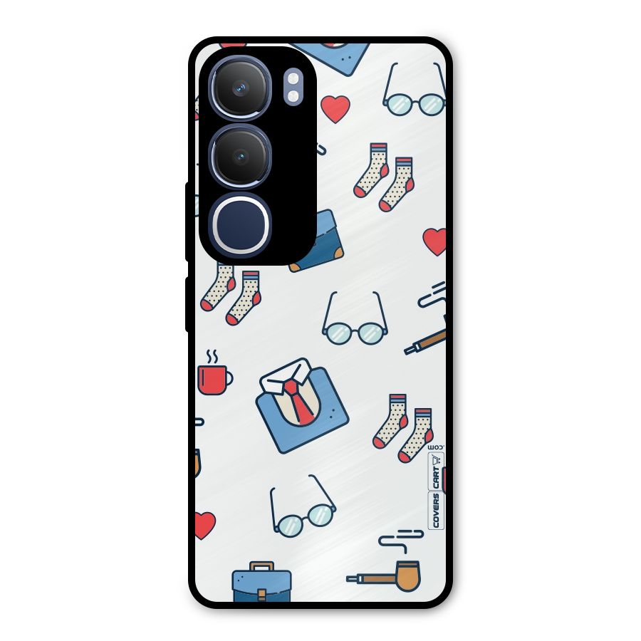 Shirt Spectacles Pattern Metal Back Case for Vivo Y29