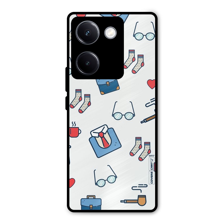 Shirt Spectacles Pattern Metal Back Case for Vivo Y300 Plus