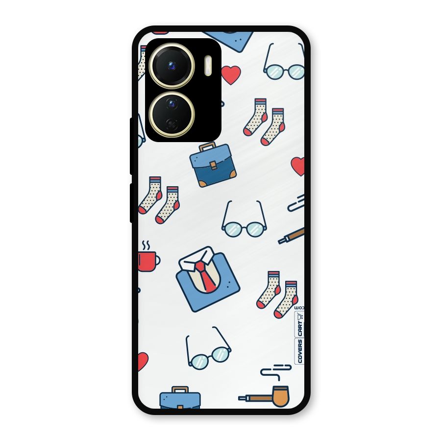 Shirt Spectacles Pattern Metal Back Case for Vivo Y56