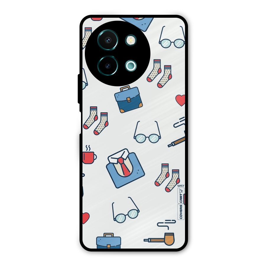 Shirt Spectacles Pattern Metal Back Case for Vivo Y58