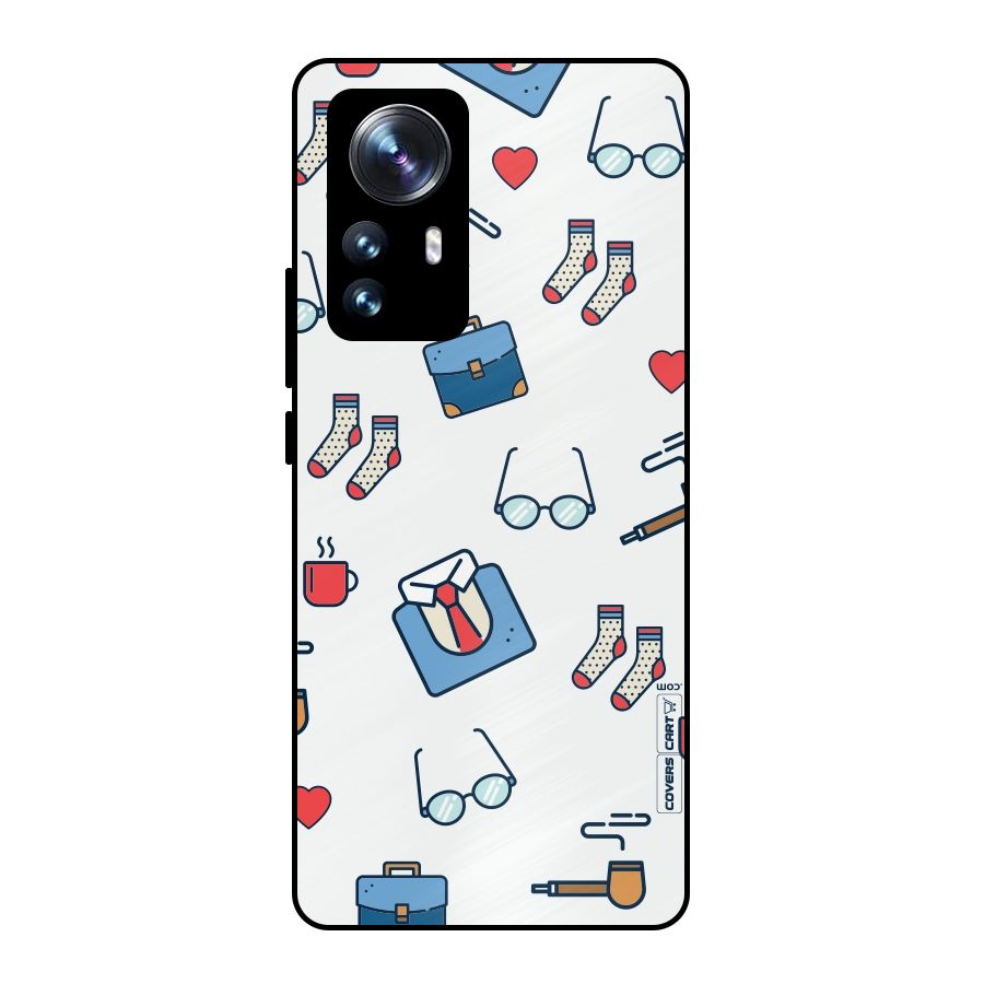 Shirt Spectacles Pattern Metal Back Case for Xiaomi 12 Pro