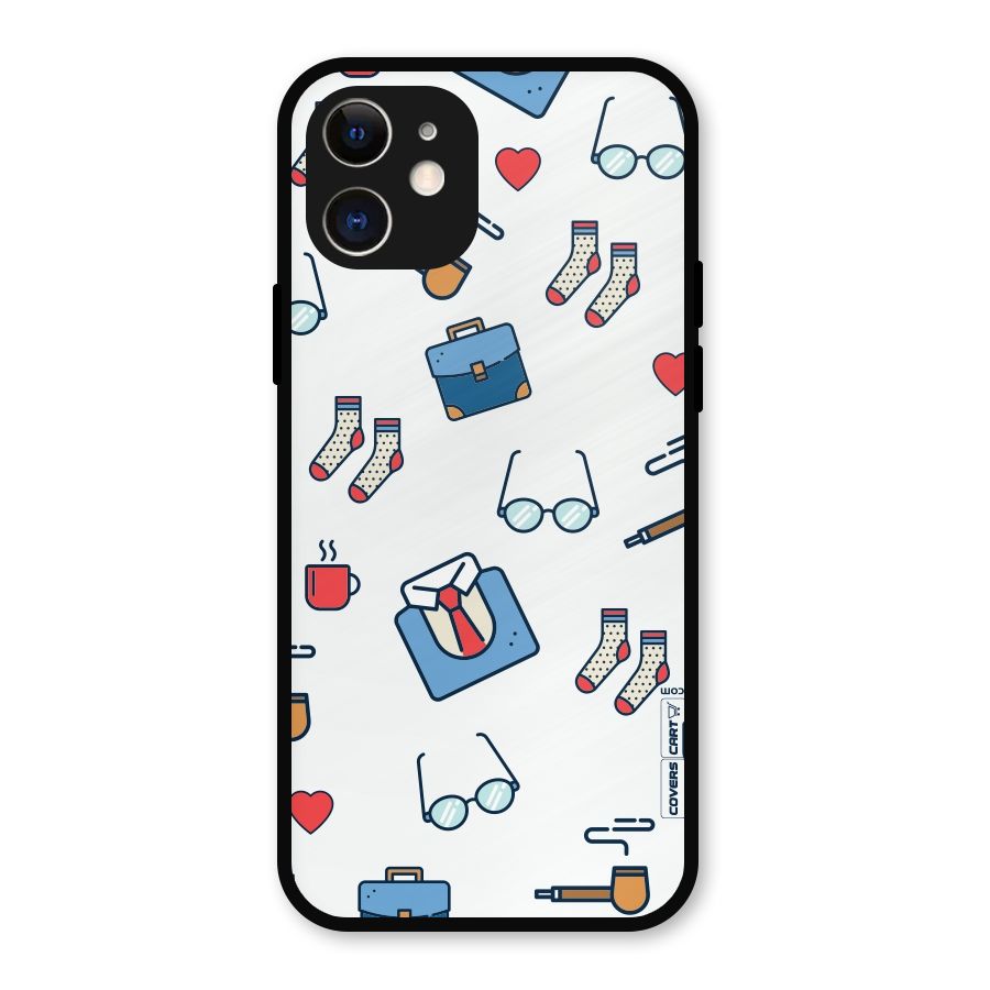 Shirt Spectacles Pattern Metal Back Case for iPhone 12