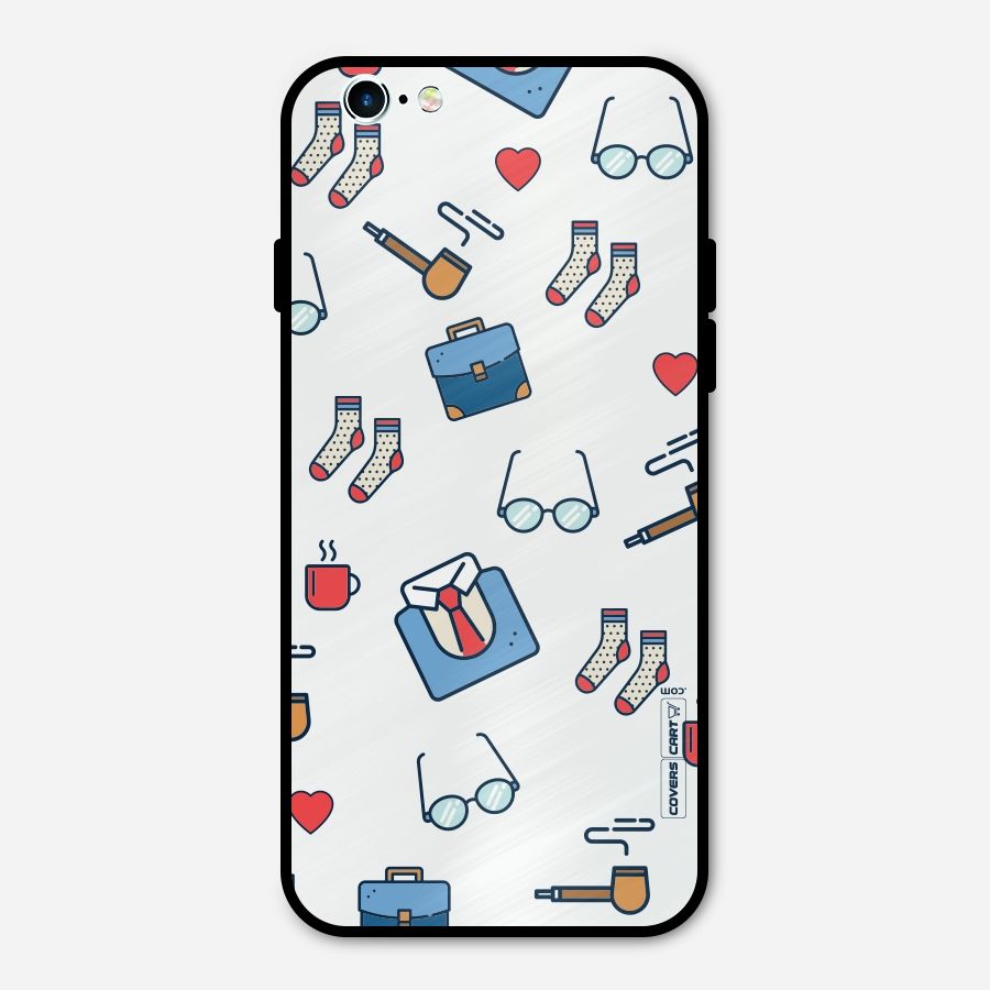 Shirt Spectacles Pattern Metal Back Case for iPhone 6 6s