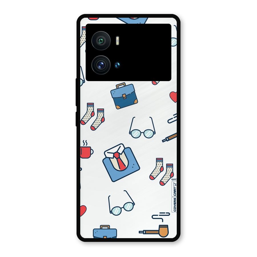 Shirt Spectacles Pattern Metal Back Case for iQOO 9 Pro