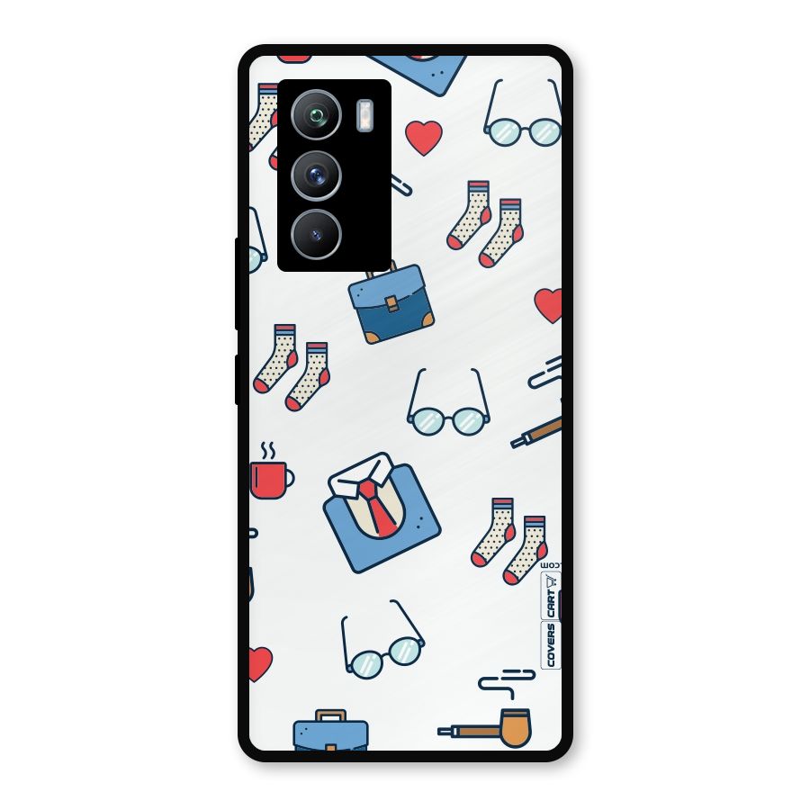 Shirt Spectacles Pattern Metal Back Case for iQOO 9 SE