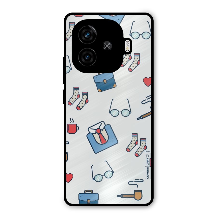 Shirt Spectacles Pattern Metal Back Case for iQOO Neo 10R