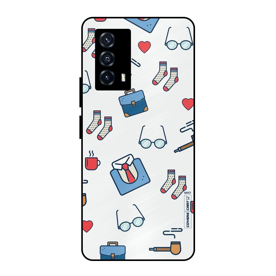 Shirt Spectacles Pattern Metal Back Case for iQOO Z5