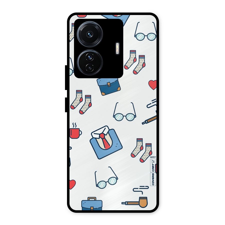 Shirt Spectacles Pattern Metal Back Case for iQOO Z6
