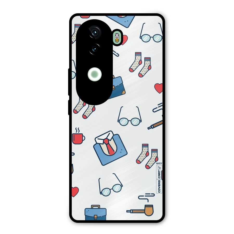Shirt Spectacles Pattern Metal Back Case for iQOO Z9s