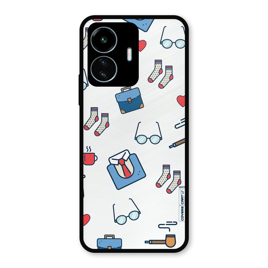 Shirt Spectacles Pattern Metal Back Case for vivo iQOO Z6 Lite 5G
