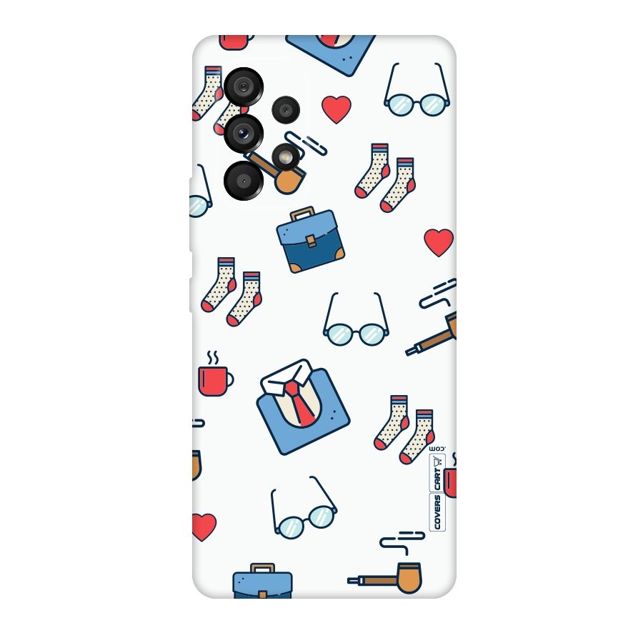Shirt Spectacles Pattern Original Polycarbonate Back Case for Galaxy A53 5G