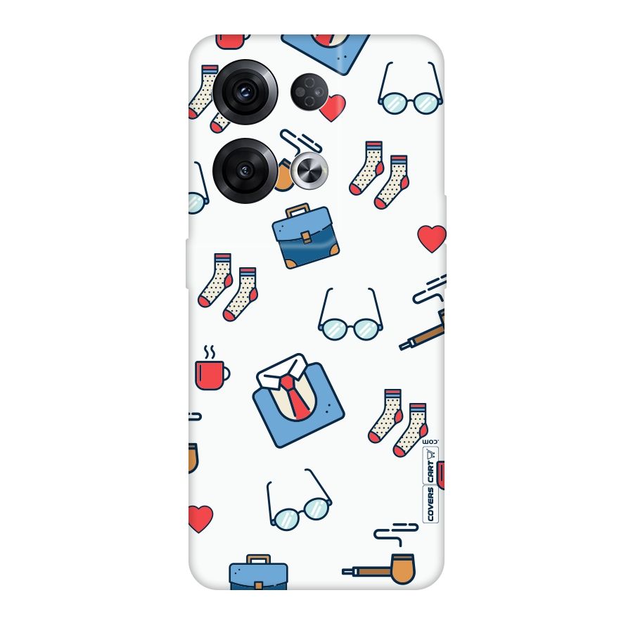 Shirt Spectacles Pattern Original Polycarbonate Back Case for Oppo Reno8 Pro 5G