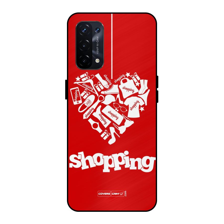Shopaholic Shopping Love Metal Back Case for Oppo A74 5G