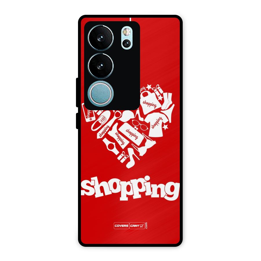 Shopaholic Shopping Love Metal Back Case for Vivo V29 Pro
