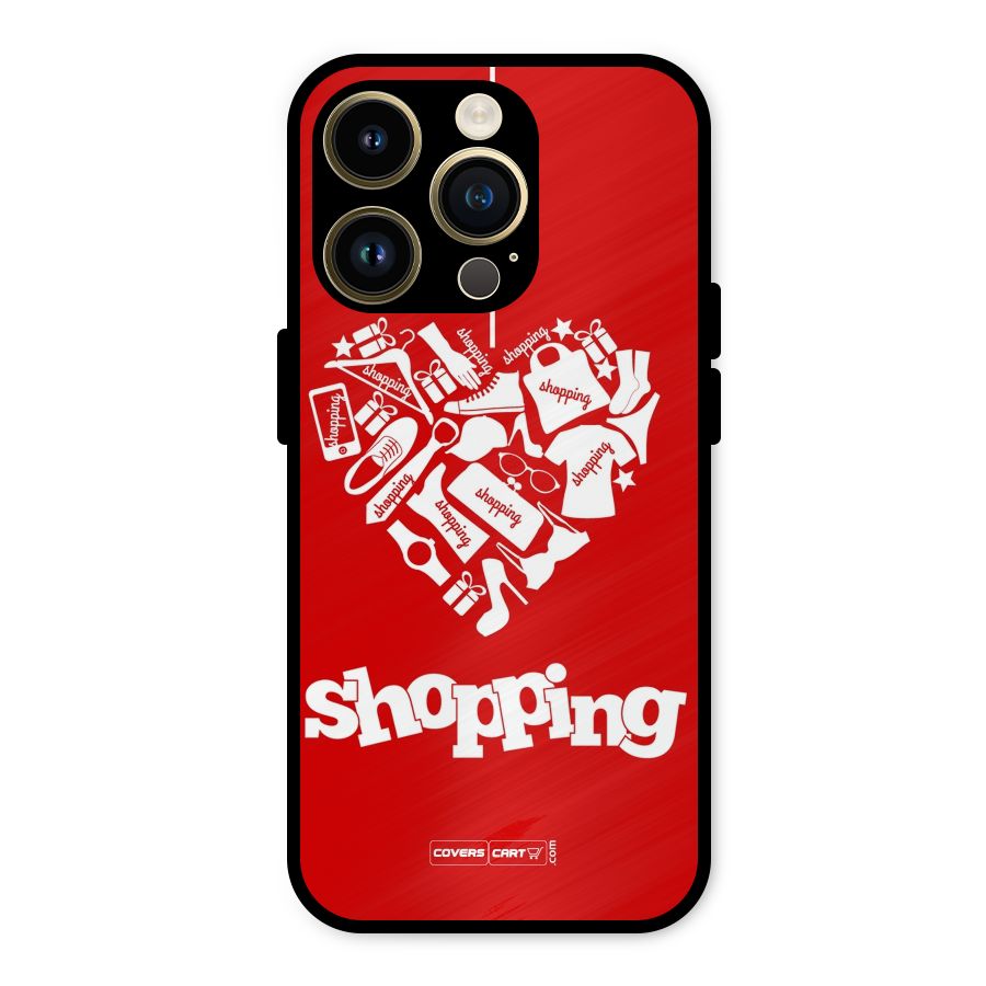 Shopaholic Shopping Love Metal Back Case for iPhone 14 Pro