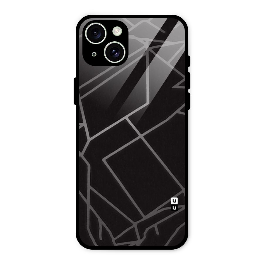 Silver Angle Design Glass Back Case for iPhone 15 Plus