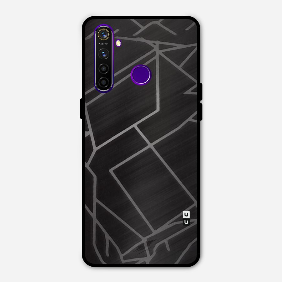 Silver Angle Design Metal Back Case for Realme 5 Pro