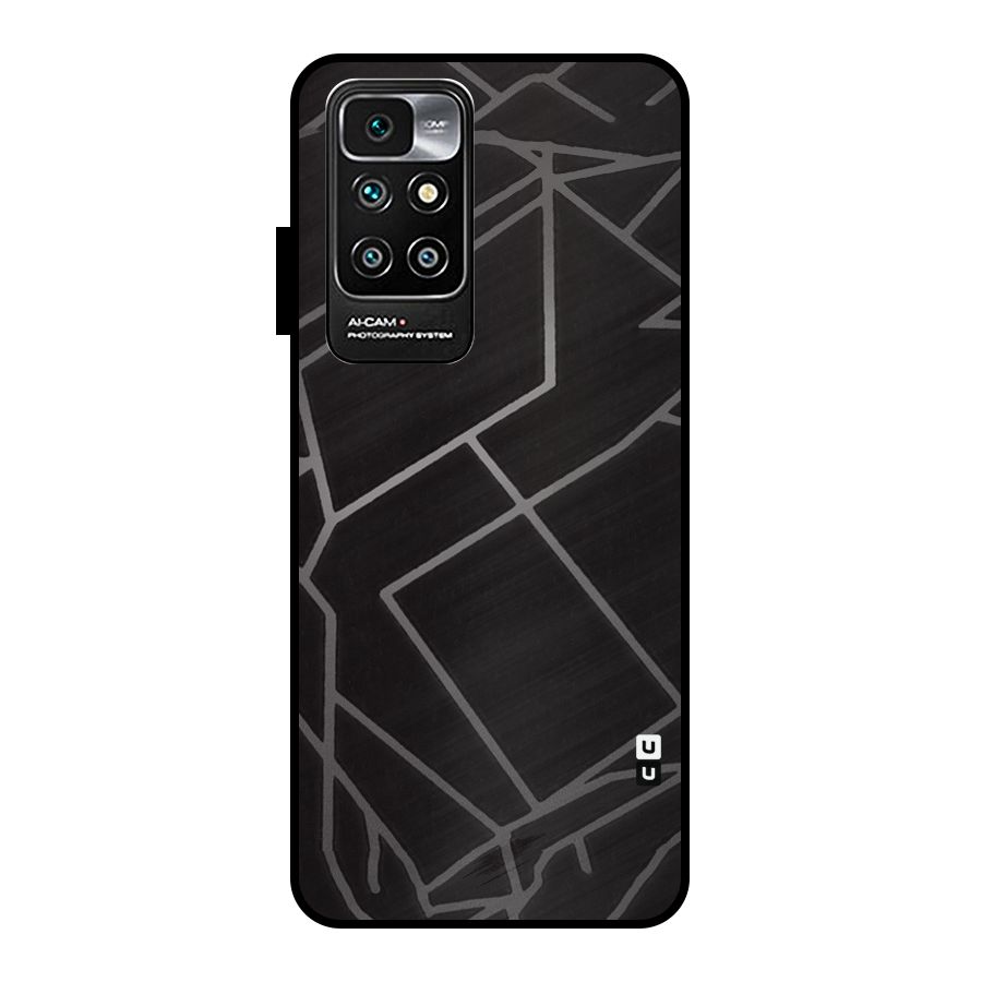 Silver Angle Design Metal Back Case for Redmi 10 Prime
