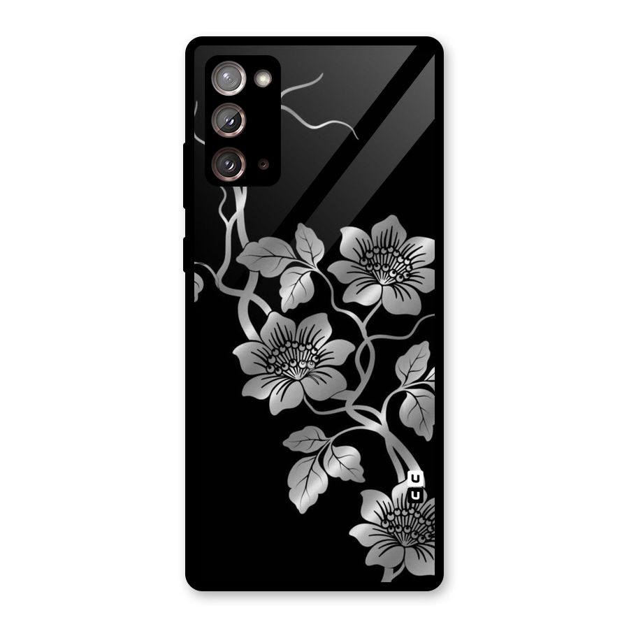 Silver Grey Flowers Glass Back Case for Galaxy Note 20