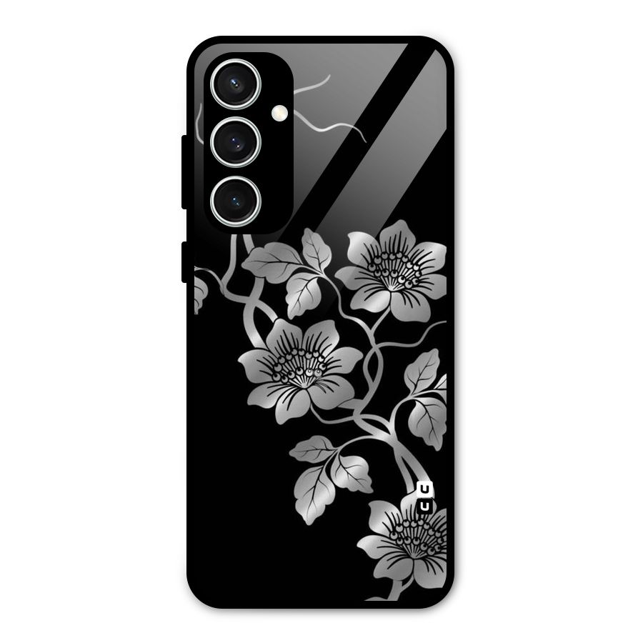 Silver Grey Flowers Glass Back Case for Galaxy S23 FE