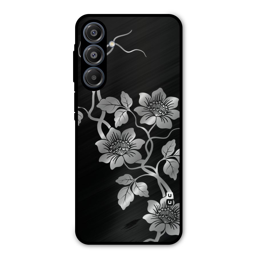 Silver Grey Flowers Metal Back Case for Galaxy A16 5G