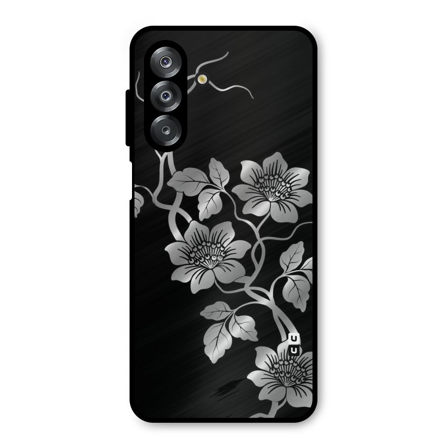 Silver Grey Flowers Metal Back Case for Galaxy A26