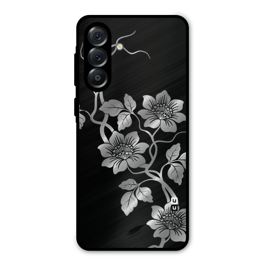 Silver Grey Flowers Metal Back Case for Galaxy A36