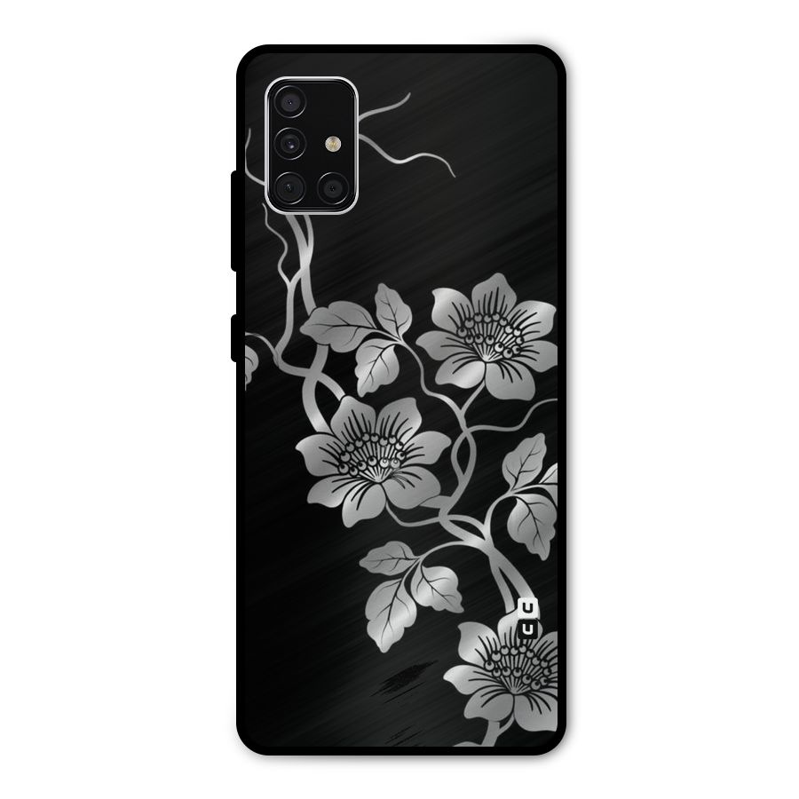 Silver Grey Flowers Metal Back Case for Galaxy A51