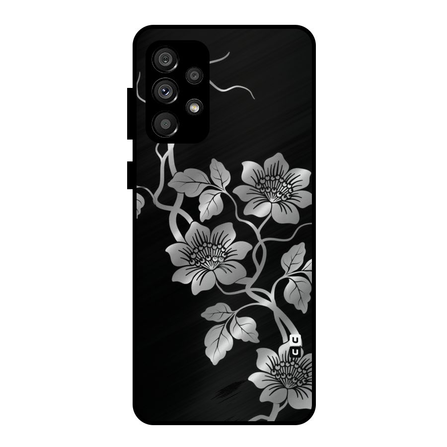 Silver Grey Flowers Metal Back Case for Galaxy A73 5G