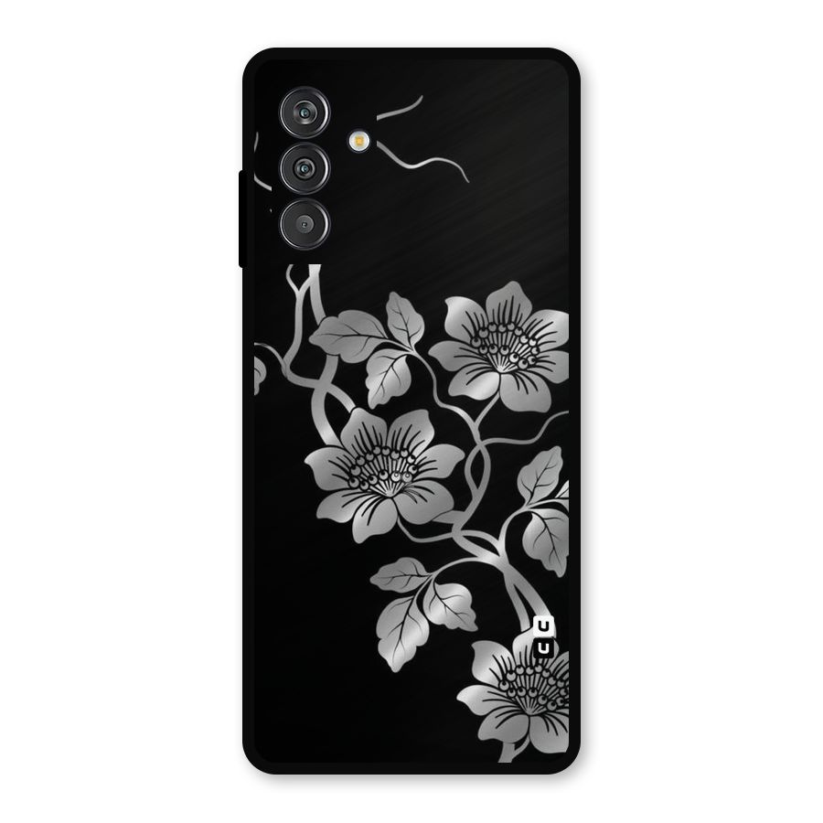 Silver Grey Flowers Metal Back Case for Galaxy F13